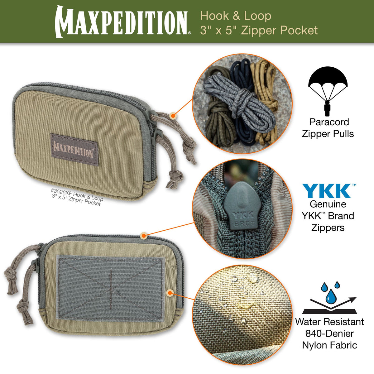 Hook & Loop 3" x 5" Zipper Pocket (Buy 1 Get 1 Free. Mix and Match in Multiples of 2. All Sales Final.)