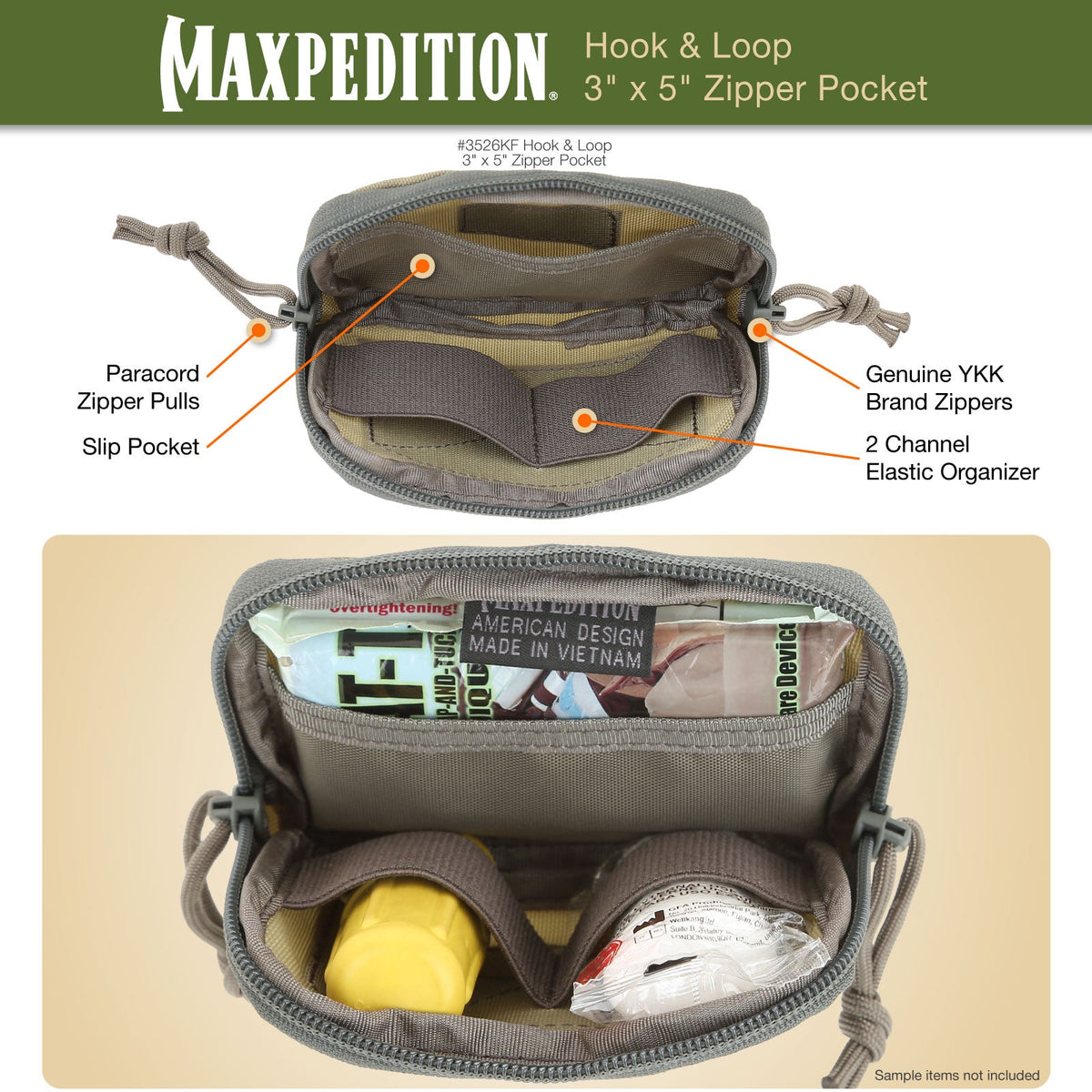 Hook & Loop 3" x 5" Zipper Pocket (Buy 1 Get 1 Free. Mix and Match in Multiples of 2. All Sales Final.)