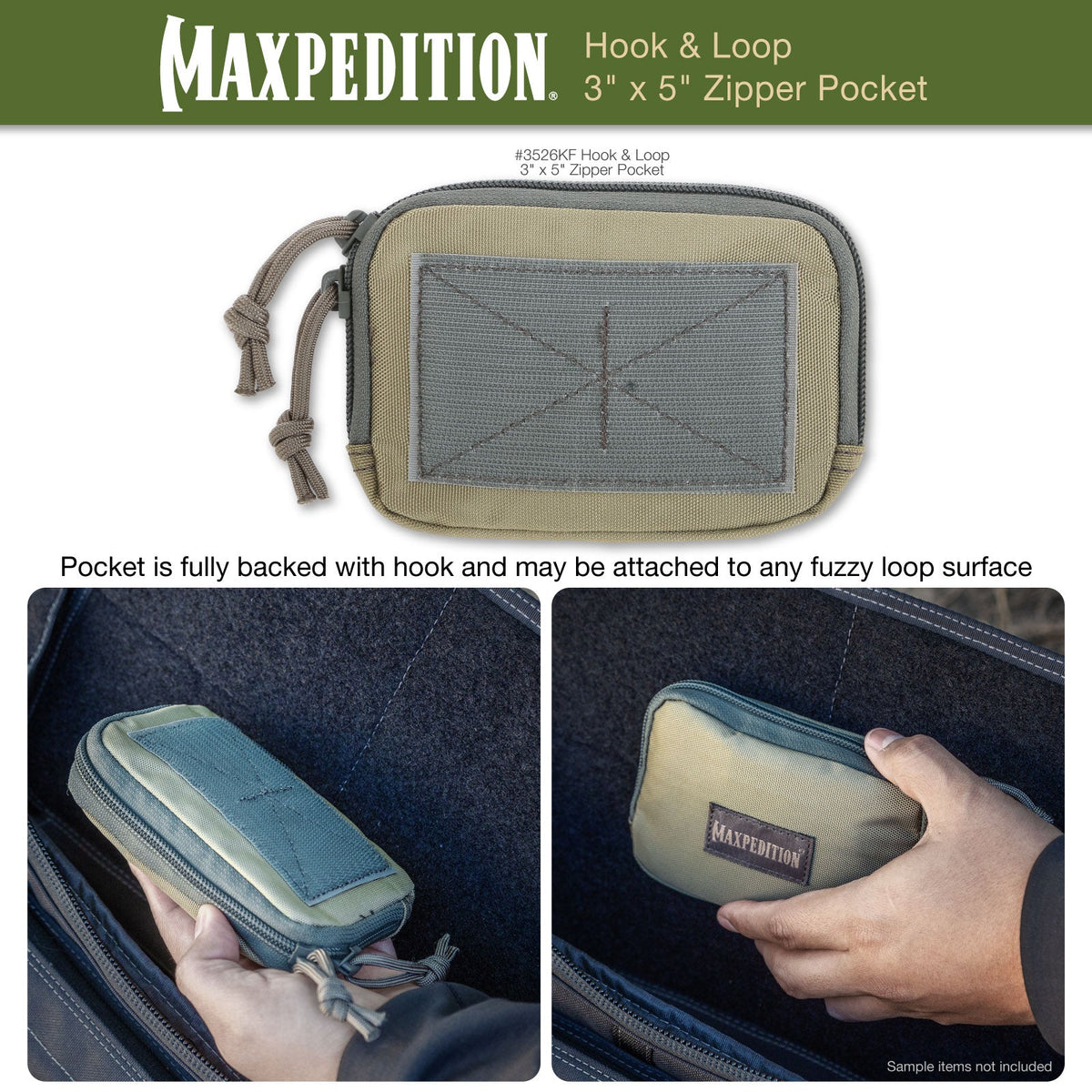 Hook & Loop 3" x 5" Zipper Pocket (Buy 1 Get 1 Free. Mix and Match in Multiples of 2. All Sales Final.)