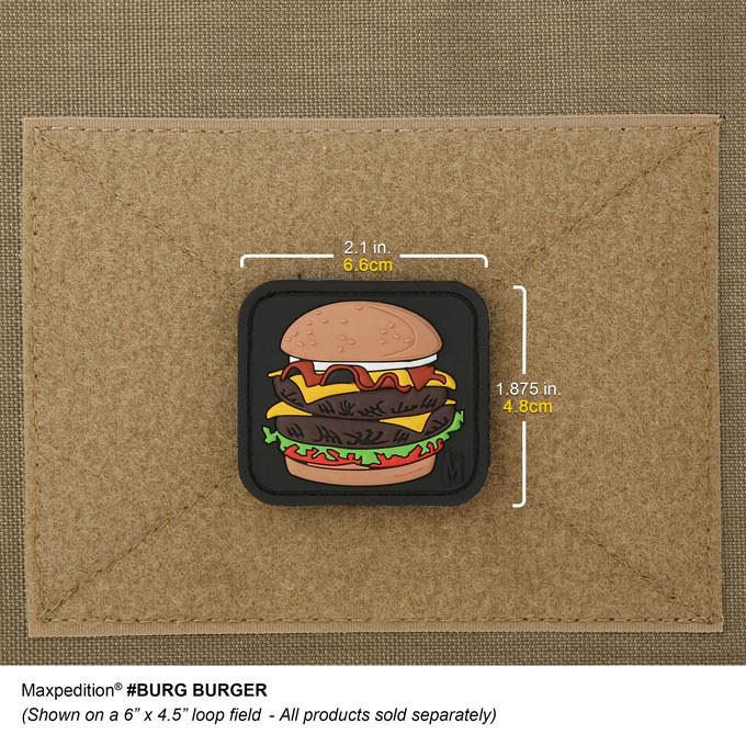 BURGER PATCH - MAXPEDITION, Patches, Military, CCW, EDC, Tactical, Everyday Carry, Outdoors, Nature, Hiking, Camping, Bushcraft, Gear, Police Gear, Law Enforcement