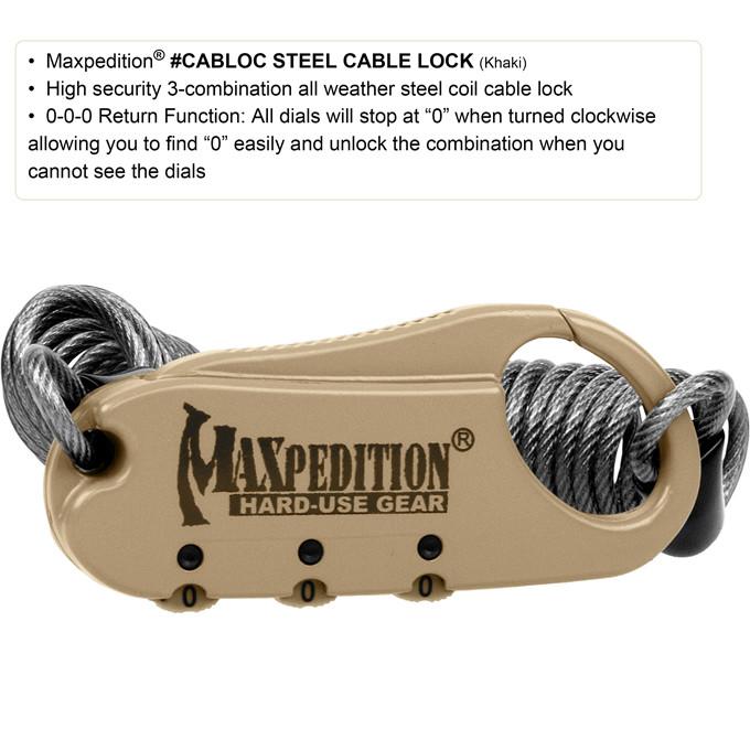 STEEL CABLE LOCK - MAXPEDITION, Military, CCW, EDC, Everyday Carry, Outdoors, Nature, Hiking, Camping, Police Officer, EMT, Firefighter, Bushcraft, Gear, Travel.