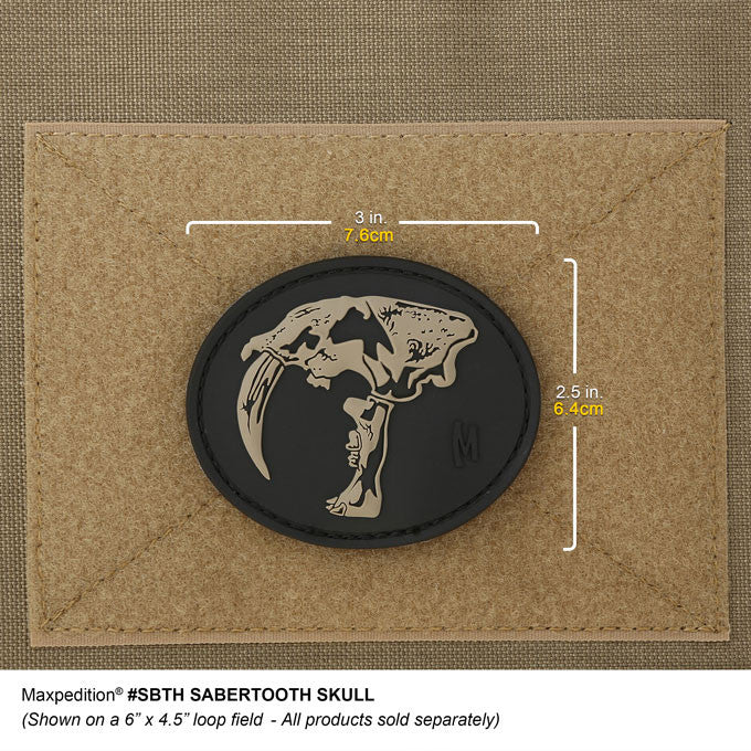 SABERTOOTH SKULL PATCH - MAXPEDITION, Patches, Military, CCW, EDC, Tactical, Everyday Carry, Outdoors, Nature, Hiking, Camping, Bushcraft, Gear, Police Gear, Law Enforcement