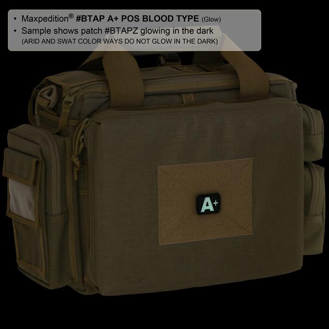 A+ BLOOD TYPE PATCH - MAXPEDITION, Patches, Military, CCW, EDC, Tactical, Everyday Carry, Outdoors, Nature, Hiking, Camping, Bushcraft, Gear, Police Gear, Law Enforcement