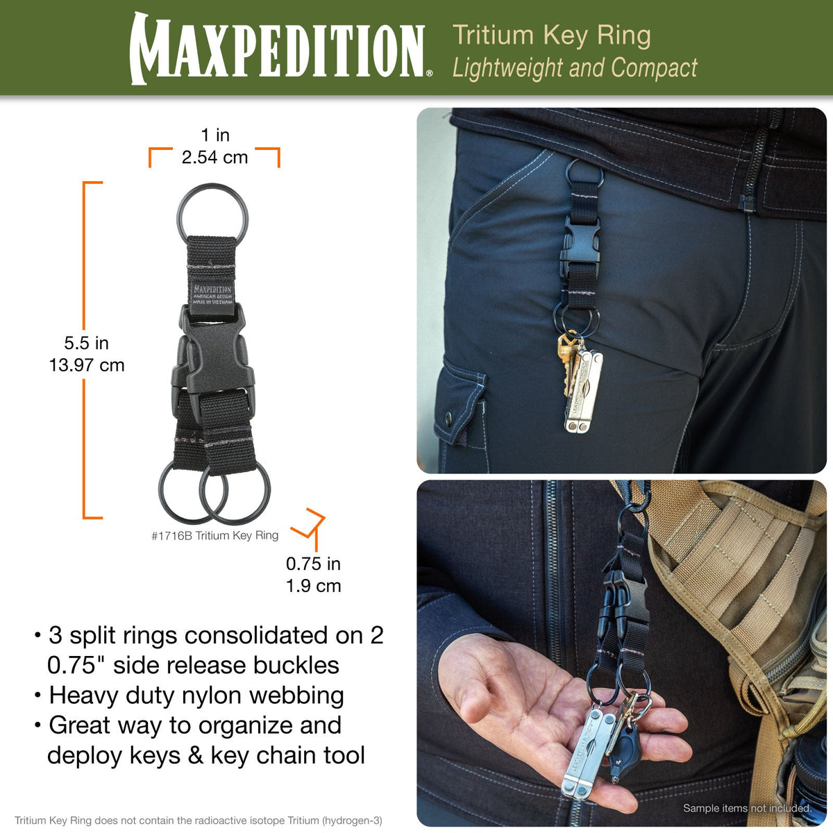 Tritium Key Ring (Buy 1 Get 1 Free. Mix and Match in Multiples of 2. All Sales Final.)