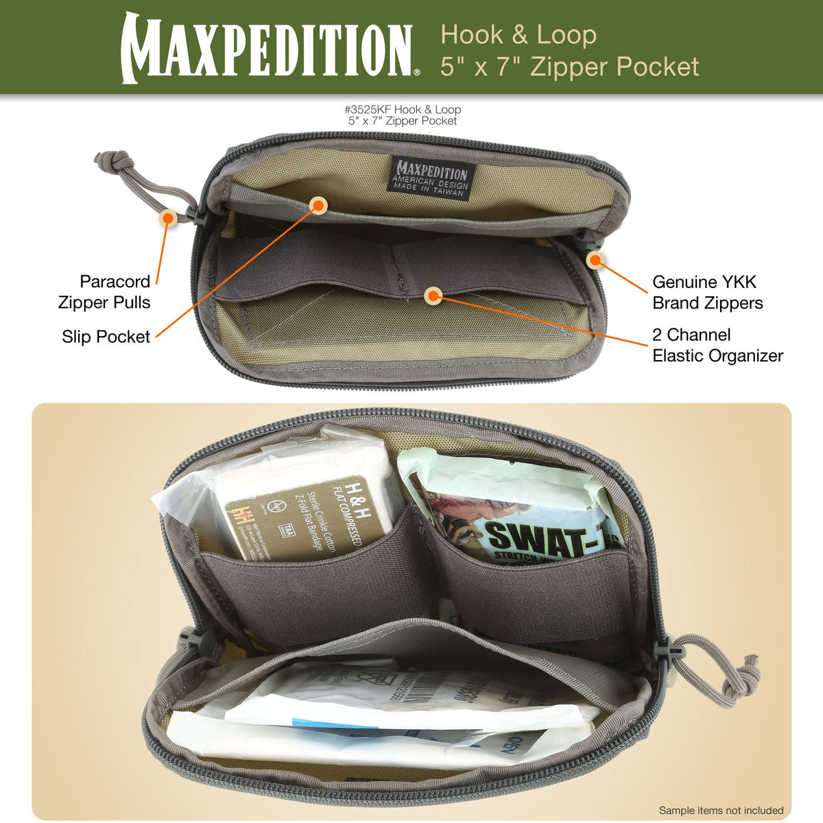 Hook & Loop 5" x 7" Zipper Pocket