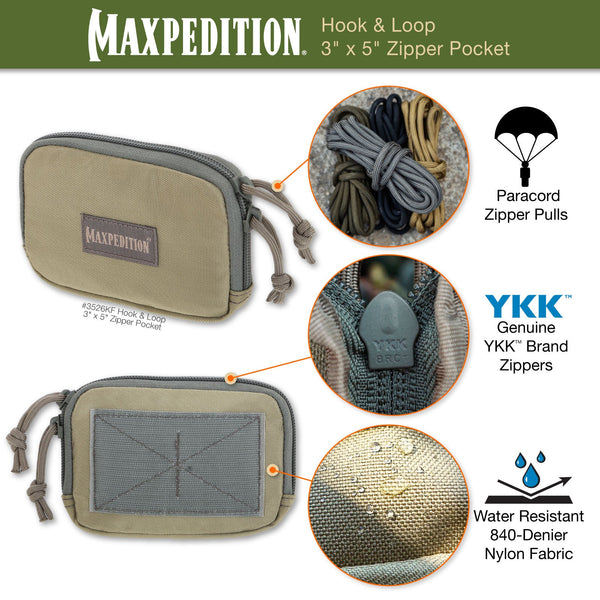 Hook & Loop 3" x 5" Zipper Pocket (Buy 1 Get 1 Free. Mix and Match in Multiples of 2. All Sales Final.)