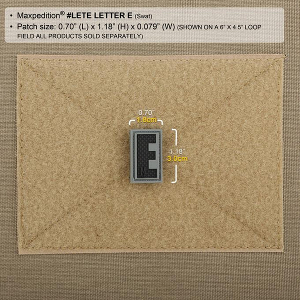 LETTER E PATCH - MAXPEDITION, Patches, Military, CCW, EDC, Tactical, Everyday Carry, Outdoors, Nature, Hiking, Camping, Bushcraft, Gear, Police Gear, Law Enforcement