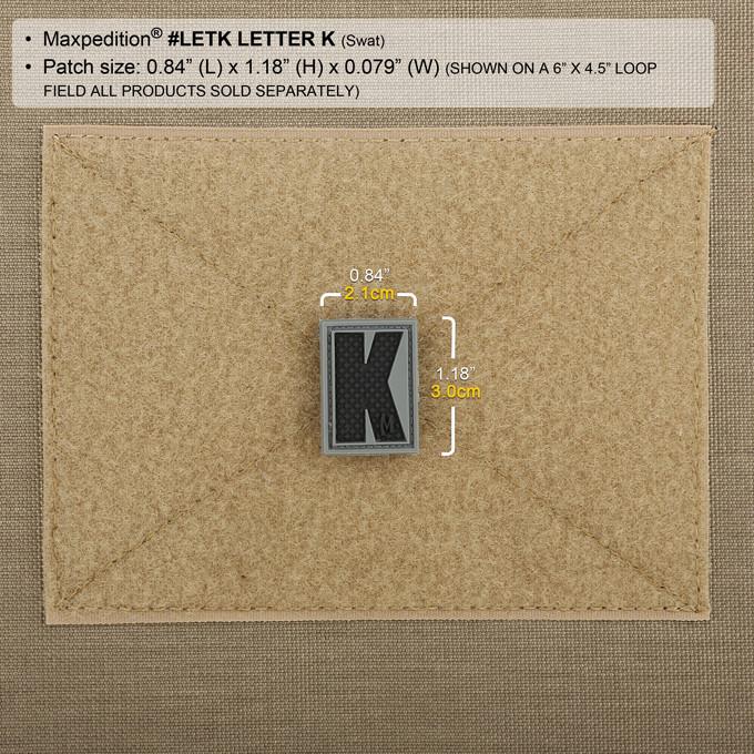 LETTER K PATCH - MAXPEDITION, Patches, Military, CCW, EDC, Tactical, Everyday Carry, Outdoors, Nature, Hiking, Camping, Bushcraft, Gear, Police Gear, Law Enforcement
