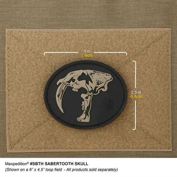 SABERTOOTH SKULL PATCH - MAXPEDITION, Patches, Military, CCW, EDC, Tactical, Everyday Carry, Outdoors, Nature, Hiking, Camping, Bushcraft, Gear, Police Gear, Law Enforcement