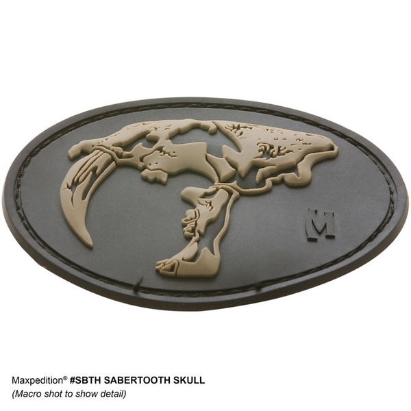 SABERTOOTH SKULL PATCH - MAXPEDITION, Patches, Military, CCW, EDC, Tactical, Everyday Carry, Outdoors, Nature, Hiking, Camping, Bushcraft, Gear, Police Gear, Law Enforcement