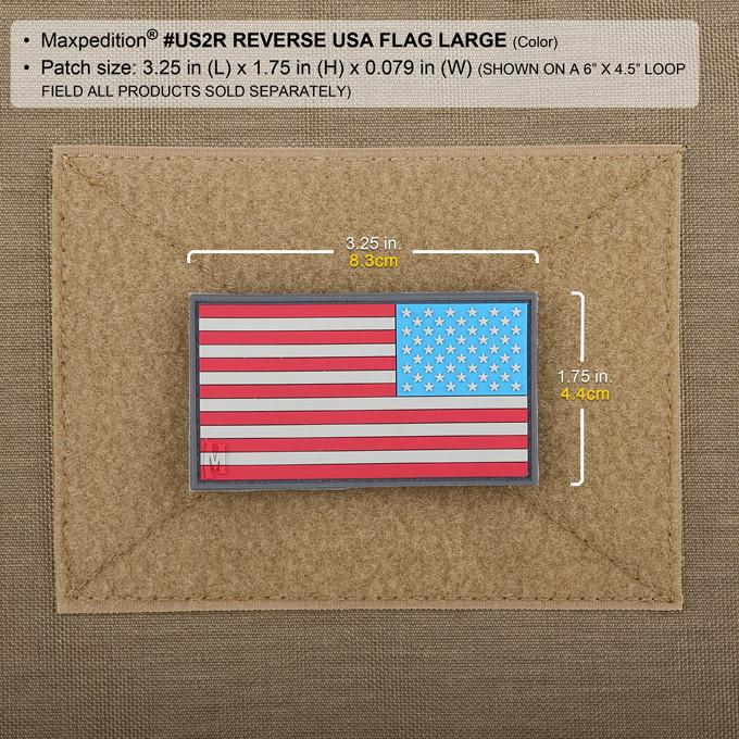 REVERSE USA FLAG PATCH (LARGE) - MAXPEDITION, Patches, Military, CCW, EDC, Tactical, Everyday Carry, Outdoors, Nature, Hiking, Camping, Bushcraft, Gear, Police Gear, Law Enforcement