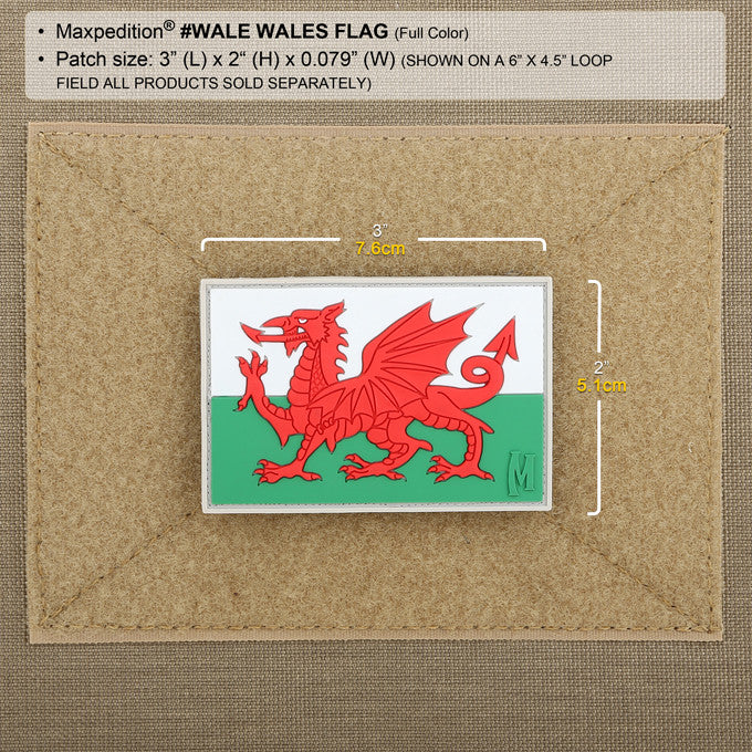 WALES FLAG PATCH - MAXPEDITION, Patches, Military, CCW, EDC, Tactical, Everyday Carry, Outdoors, Hiking, Camping, Bushcraft, Gear, Police Gear, Law Enforcement