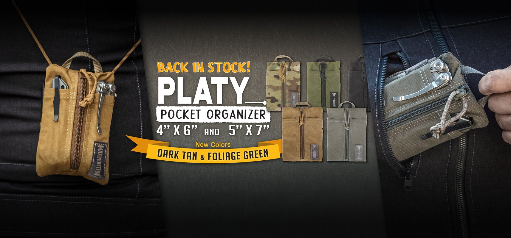 Back in Stock! Platy Pocket Organizers 4" x 6" and 5" x 7" plus New Colors Dark Tan & Foliage Green